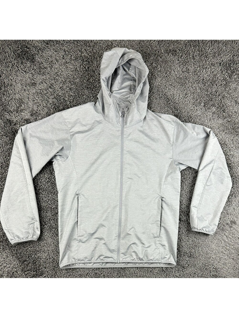 Uniqlo Men S Pocketable UV Protection Parka Jacket Gray Windbreaker Full Zip